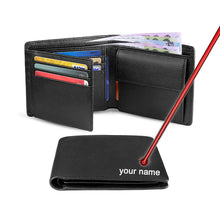 Load image into Gallery viewer, Genuine Leather Slim Trifold Men Wallet with Coin