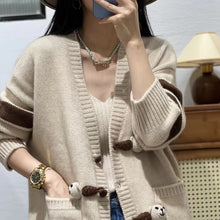 Load image into Gallery viewer, 100% Wool Cardigan Women&#39;s Sweater Loose and Comfortable Long Sleeve