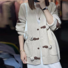 Load image into Gallery viewer, 100% Wool Cardigan Women&#39;s Sweater Loose and Comfortable Long Sleeve