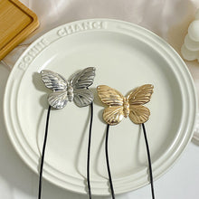 Load image into Gallery viewer, Long Leather Wax Thread Chain Big Butterfly Necklace