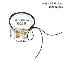 Load image into Gallery viewer, Long Leather Wax Thread Chain Big Butterfly Necklace