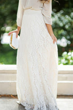 Load image into Gallery viewer, Double Lace Layer Chiffon Pleated Long Maxi Skirt Elastic