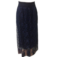 Load image into Gallery viewer, Double Lace Layer Chiffon Pleated Long Maxi Skirt Elastic