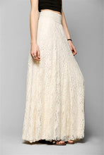 Load image into Gallery viewer, Double Lace Layer Chiffon Pleated Long Maxi Skirt Elastic