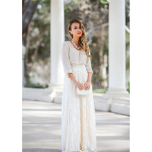 Load image into Gallery viewer, Double Lace Layer Chiffon Pleated Long Maxi Skirt Elastic