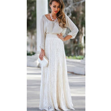 Load image into Gallery viewer, Double Lace Layer Chiffon Pleated Long Maxi Skirt Elastic