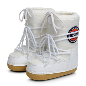 Snow Boots Fluffy Lace Up Middle