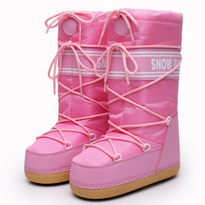 Snow Boots Fluffy Lace Up Middle