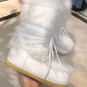 Snow Boots Fluffy Lace Up Middle