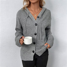 Load image into Gallery viewer, Cardigan Hooded Sweaters V-neck Solid