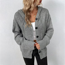 Load image into Gallery viewer, Cardigan Hooded Sweaters V-neck Solid