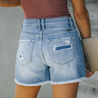 Women Casual Vintage Denim Shorts Button Skinny