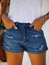 Load image into Gallery viewer, Women Slim Hole Denim Shorts Casual