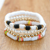 4pcs/set Boho Round Heishi Beads Multilayer Wrap Bracelet