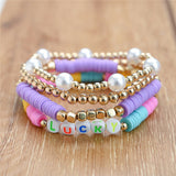 4pcs/set Boho Round Heishi Beads Multilayer Wrap Bracelet