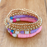 4pcs/set Boho Round Heishi Beads Multilayer Wrap Bracelet