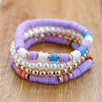 4pcs/set Boho Round Heishi Beads Multilayer Wrap Bracelet