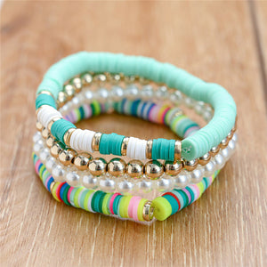 4pcs/set Boho Round Heishi Beads Multilayer Wrap Bracelet