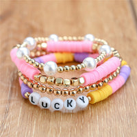 4pcs/set Boho Round Heishi Beads Multilayer Wrap Bracelet