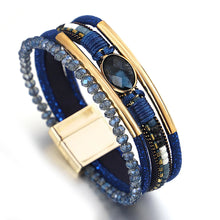 Load image into Gallery viewer, Crystal Stone Beaded Leather Bracelet