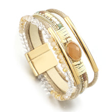 Load image into Gallery viewer, Crystal Stone Beaded Leather Bracelet