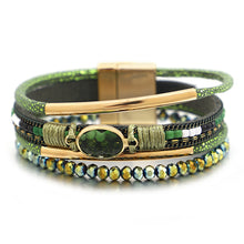 Load image into Gallery viewer, Crystal Stone Beaded Leather Bracelet