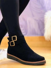 Load image into Gallery viewer, Ankle Boots Buckle Flat Suede Snow Boots