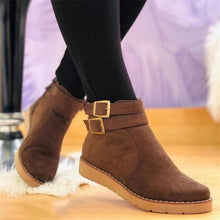 Load image into Gallery viewer, Ankle Boots Buckle Flat Suede Snow Boots