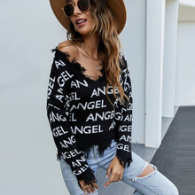 Load image into Gallery viewer, Autumn Sexy Tassel Sweater Casual V neck Knitted Pullover