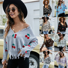 Load image into Gallery viewer, Autumn Sexy Tassel Sweater Casual V neck Knitted Pullover