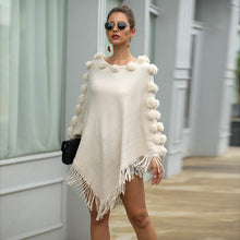 Load image into Gallery viewer, Autumn Winter Tassel Hairball Cape Poncho Oversized Sweater