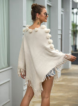 Load image into Gallery viewer, Autumn Winter Tassel Hairball Cape Poncho Oversized Sweater