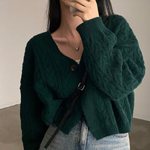 Load image into Gallery viewer, Vintage Twisted Sweater Cardigan V neck Long