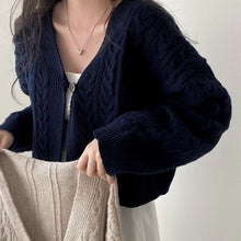 Load image into Gallery viewer, Vintage Twisted Sweater Cardigan V neck Long
