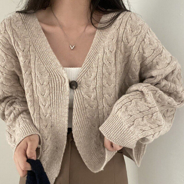 Vintage Twisted Sweater Cardigan V neck Long