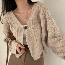 Load image into Gallery viewer, Vintage Twisted Sweater Cardigan V neck Long