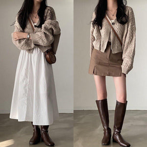 Vintage Twisted Sweater Cardigan V neck Long