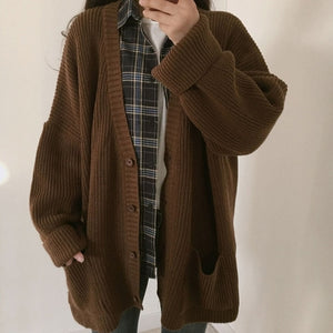 Autumn Winter Warm Women Oversized Knitting Cardigan