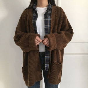 Autumn Winter Warm Women Oversized Knitting Cardigan