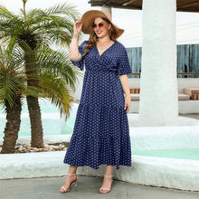 Load image into Gallery viewer, Boho Polka Dot Print A Line Long Dress