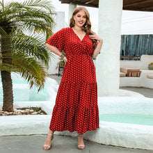 Load image into Gallery viewer, Boho Polka Dot Print A Line Long Dress