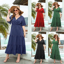 Load image into Gallery viewer, Boho Polka Dot Print A Line Long Dress