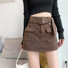 Load image into Gallery viewer, Cargo Mini Denim Skirt Multi Pockets