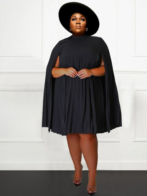 Elegant Dress with Flare Sleeves Party Sexy Pleated