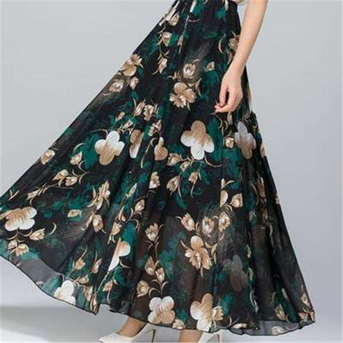 Chiffon Floral Maxi Summer Skirt Long High Waist