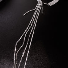 Load image into Gallery viewer, Rhinestones Choker Necklace Long Tassel