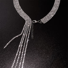 Load image into Gallery viewer, Rhinestones Choker Necklace Long Tassel