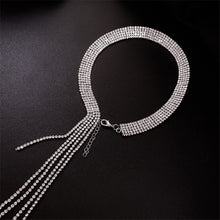 Load image into Gallery viewer, Rhinestones Choker Necklace Long Tassel