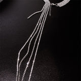 Rhinestones Choker Necklace Long Tassel