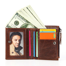 Load image into Gallery viewer, Fashion Genuine Leather Short Wallet with Zipper